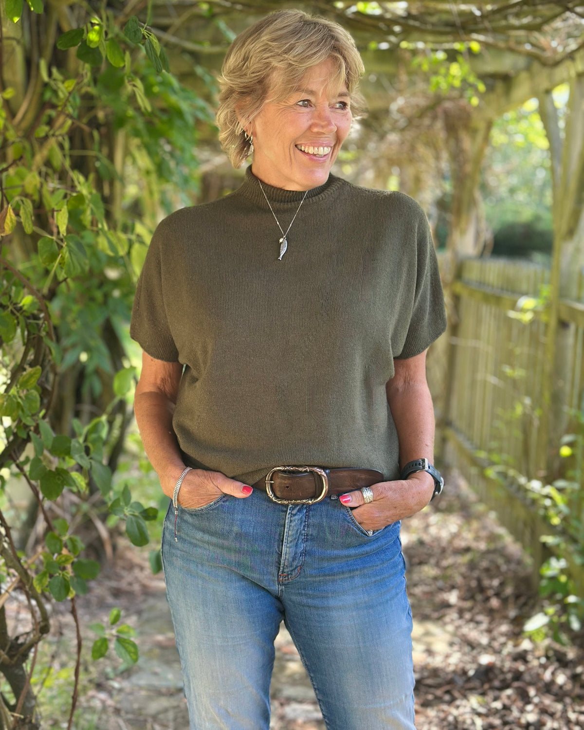 clothing Turtle Neck Short Sleeve Jumper - Khaki