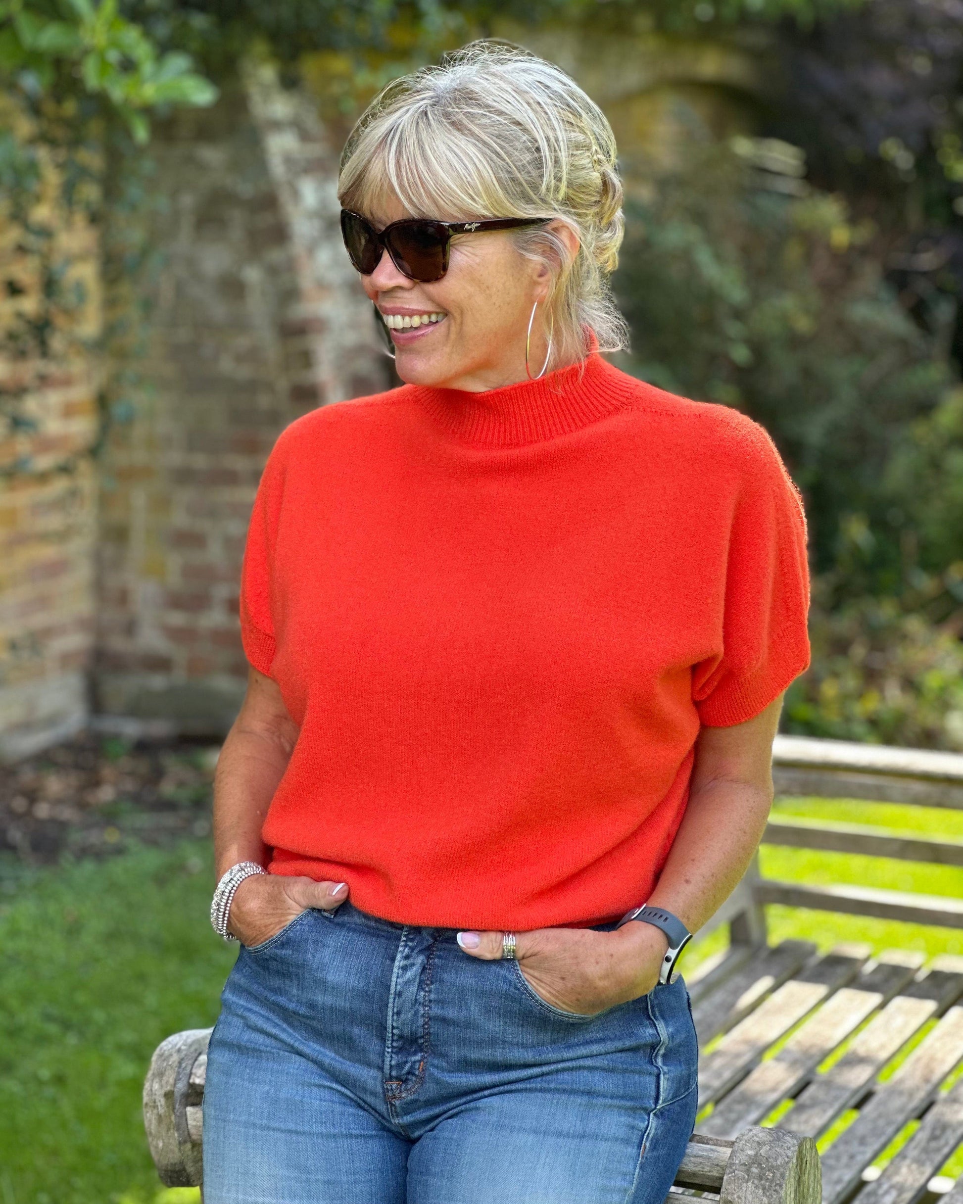 Short sleeve roll neck jumper hot sale