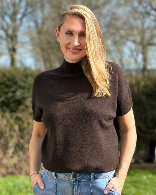clothing Turtleneck Short Sleeve Jumper - Dark Chocolate
