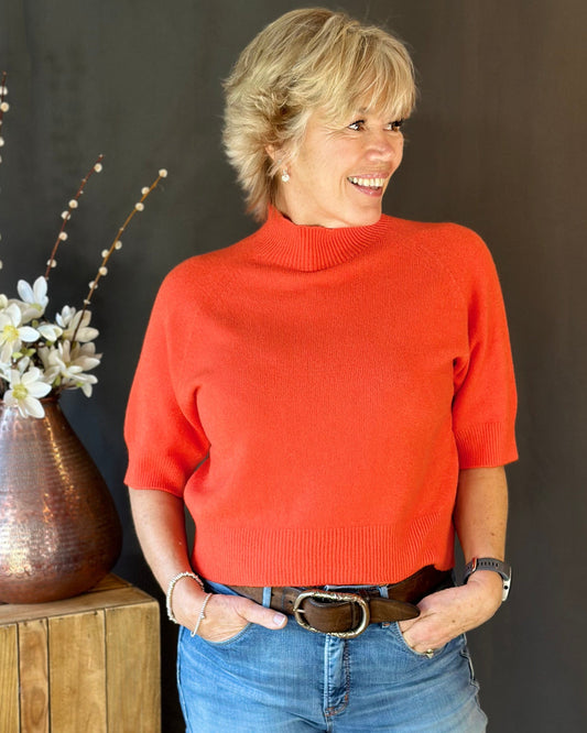 clothing Turtleneck Short Sleeve Jumper - Orange