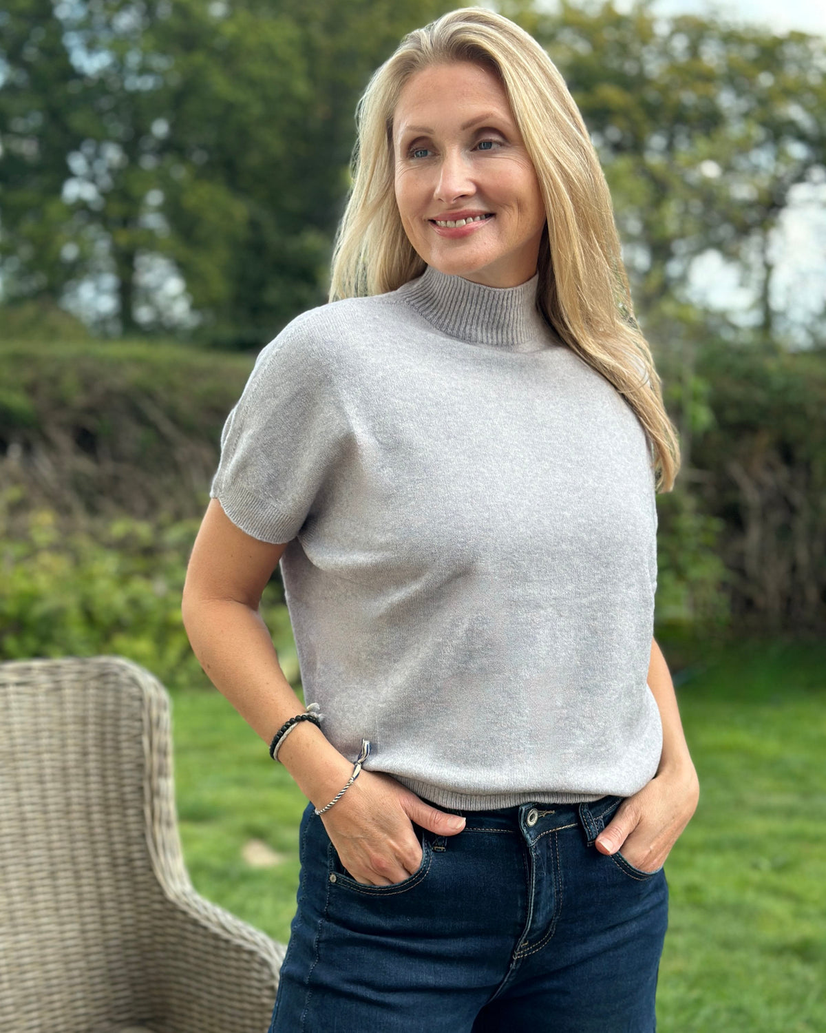 clothing Turtleneck Short Sleeve Jumper - Pale Grey