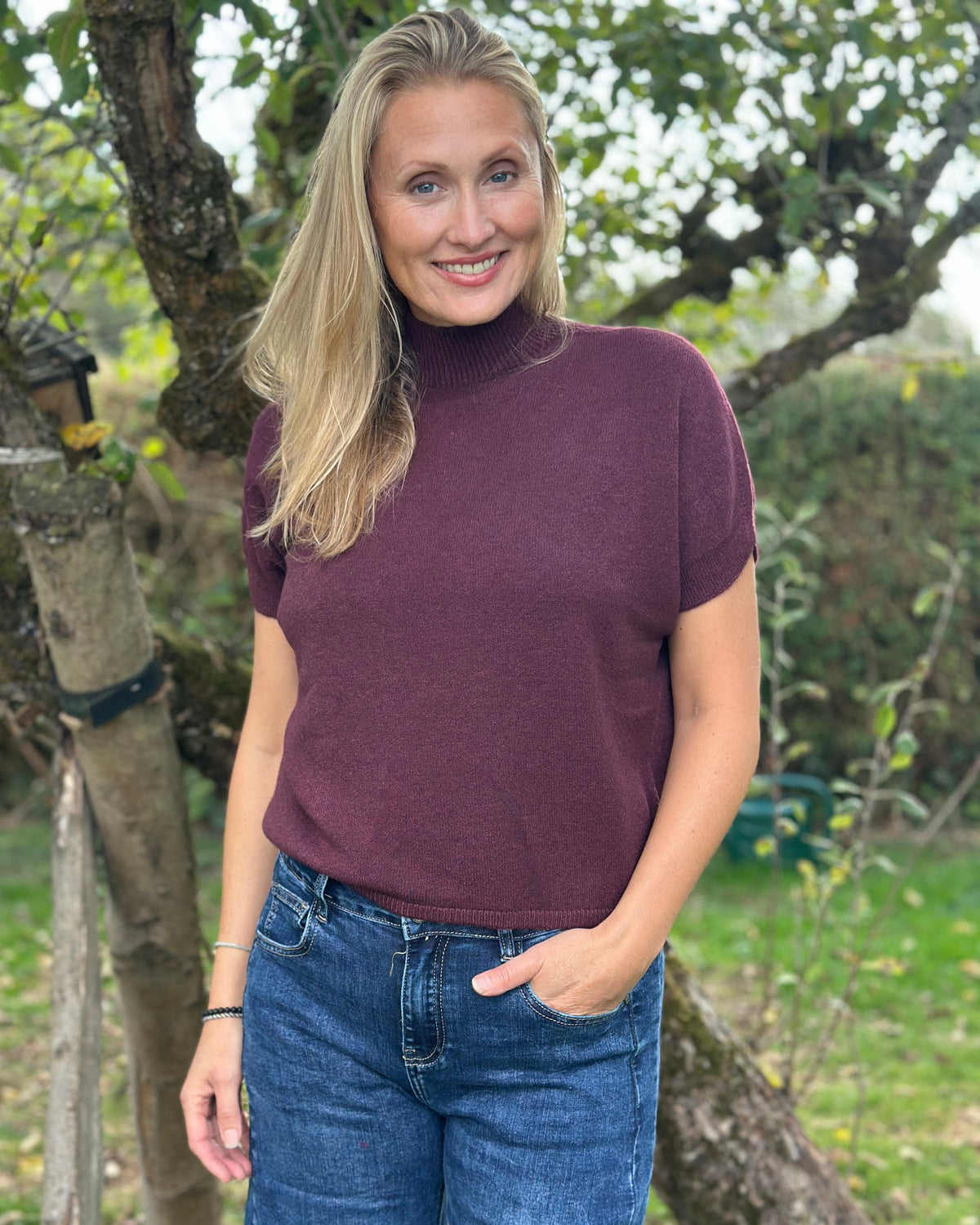 clothing Turtleneck Short Sleeve Jumper - Prune