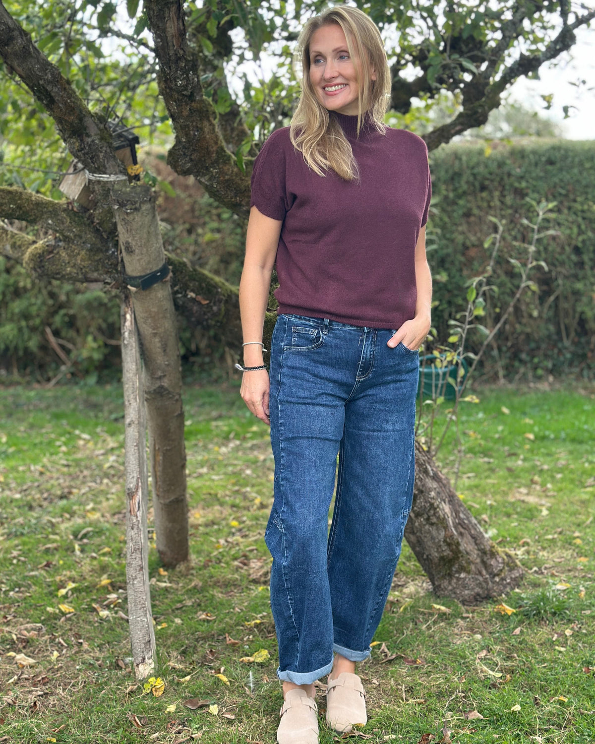 clothing Turtleneck Short Sleeve Jumper - Prune