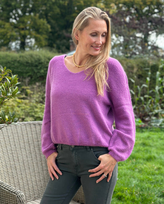 clothing V-Neck Long Sleeve Jumper - Grape