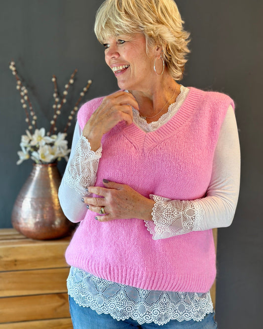 clothing V Neck Mohair Tank Top - Bubblegum Pink