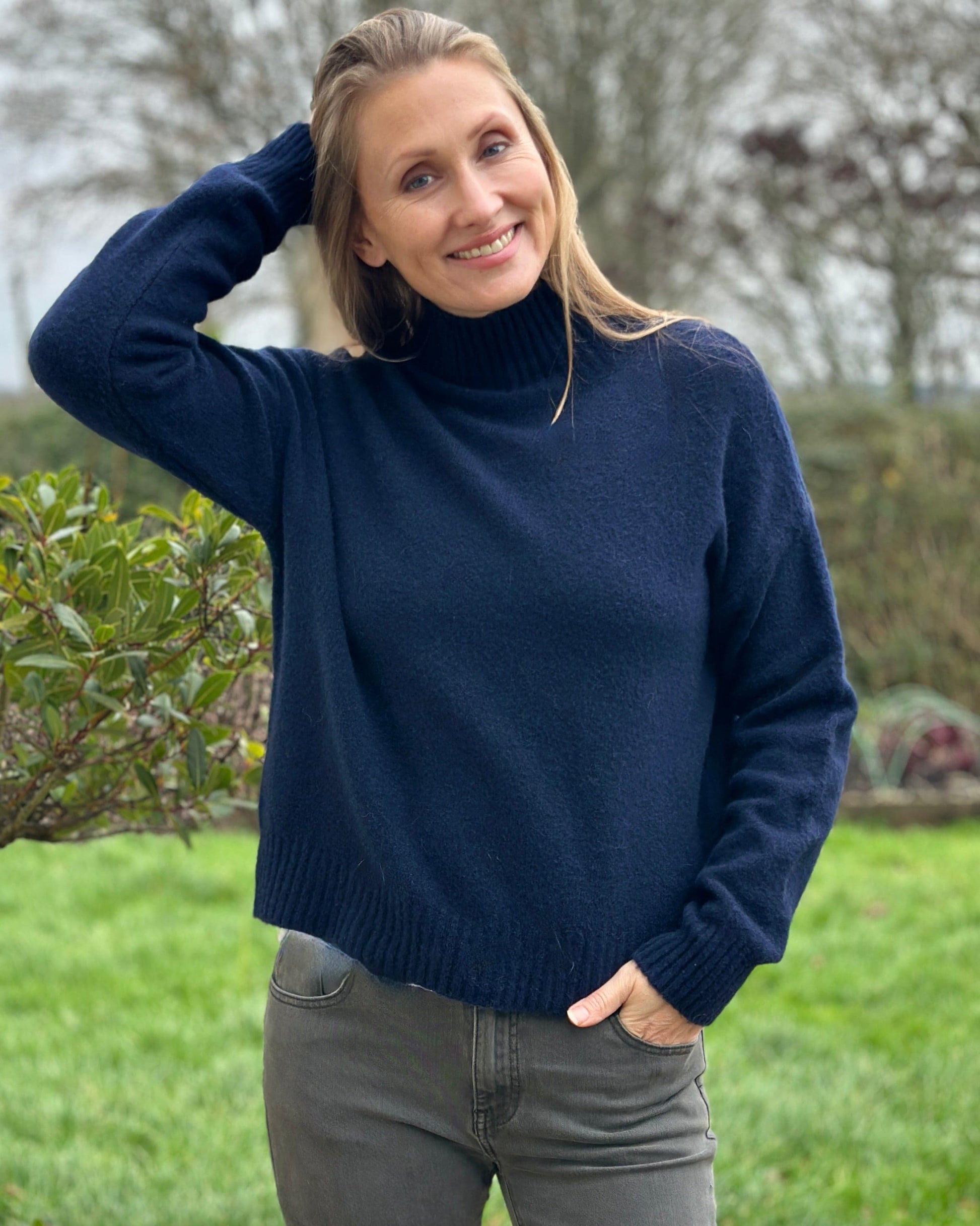 Clothing Wool Mix Turtle Neck Jumper - Navy