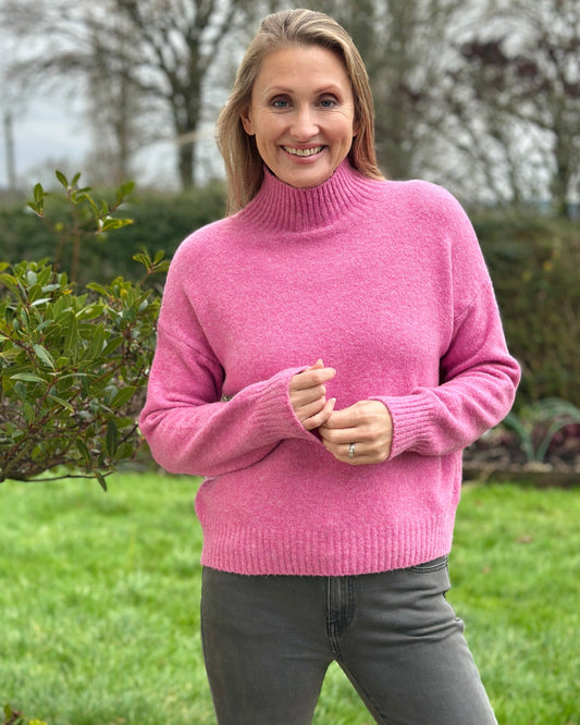 Clothing Wool Mix Turtle Neck Jumper - Pink