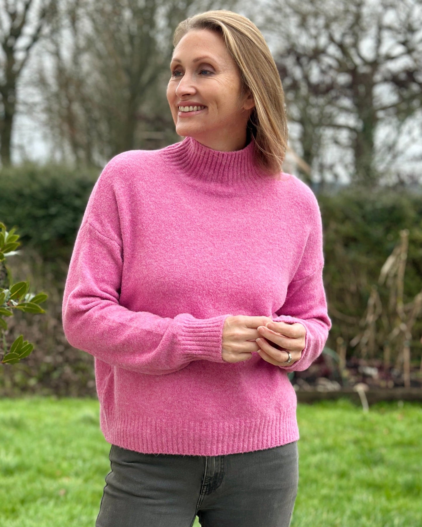 Clothing Wool Mix Turtle Neck Jumper - Pink
