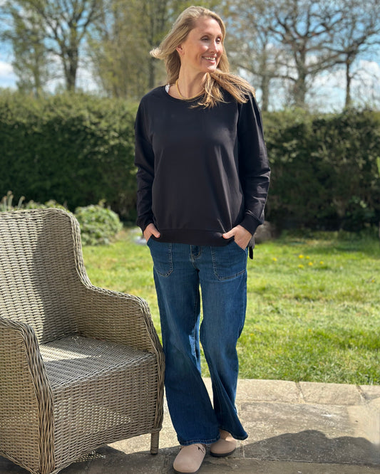 clothing Zip Detail Summer Sweatshirt - Black