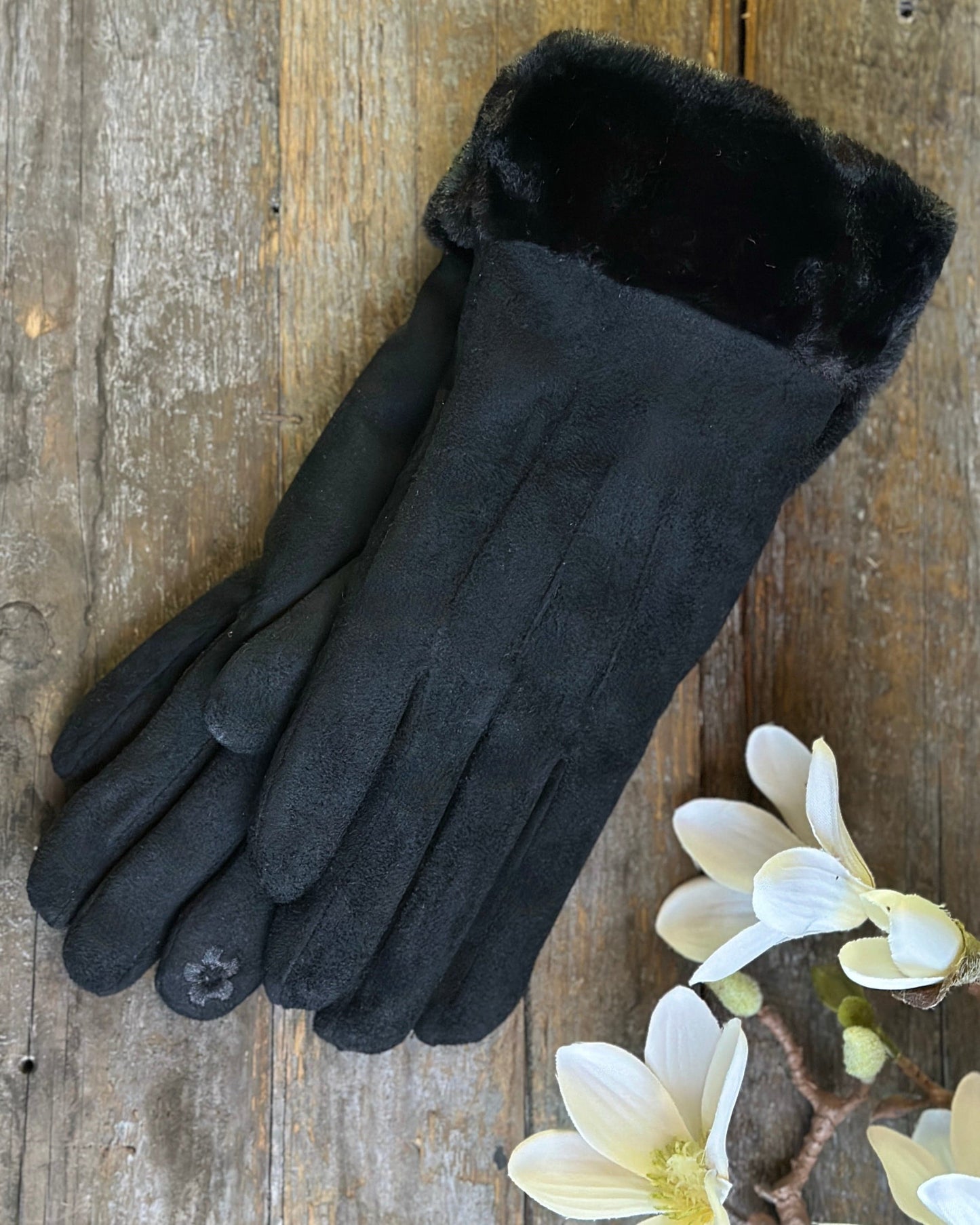 Gloves Faux Suede Gloves - Black