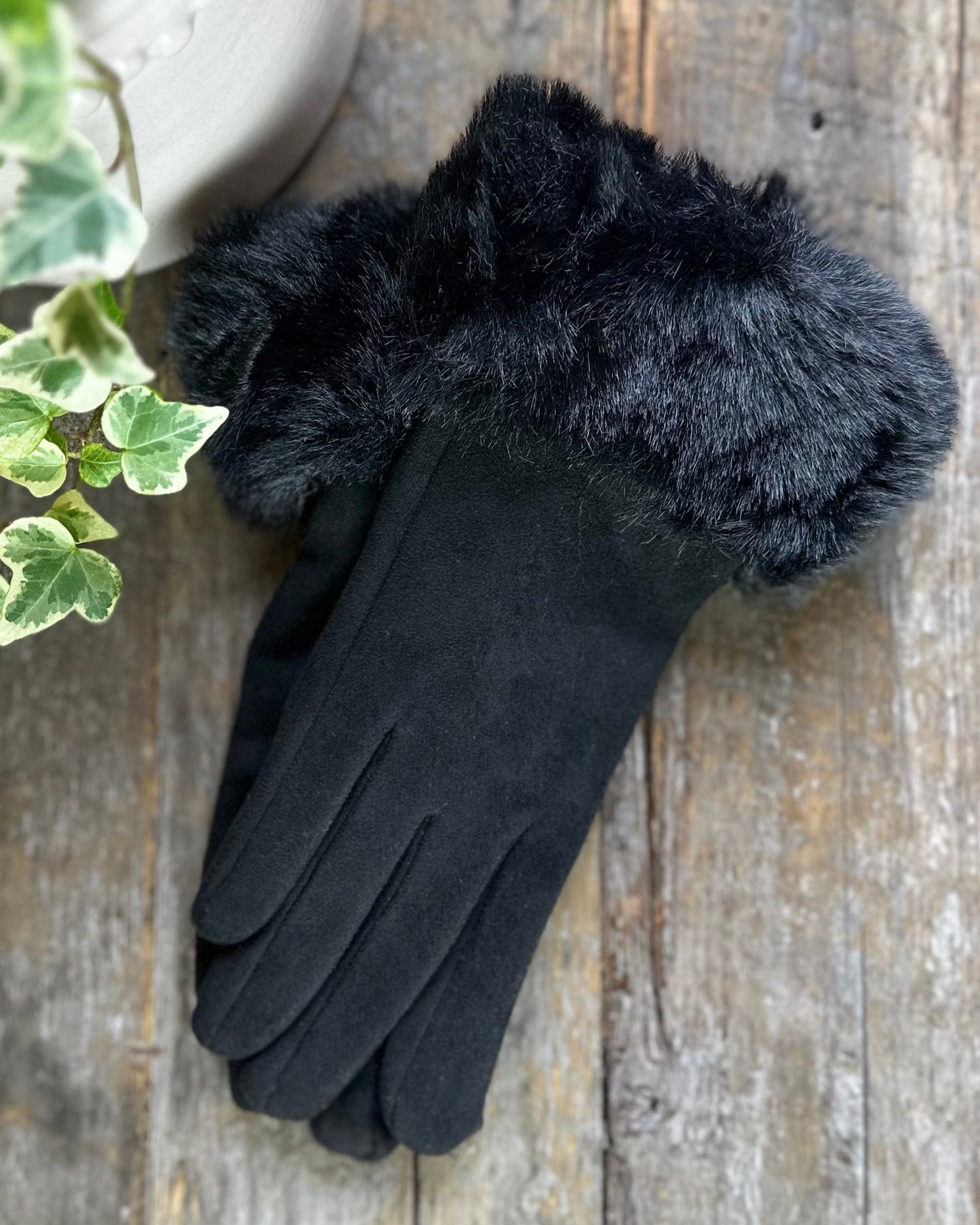 Gloves Faux Suede Gloves - Black