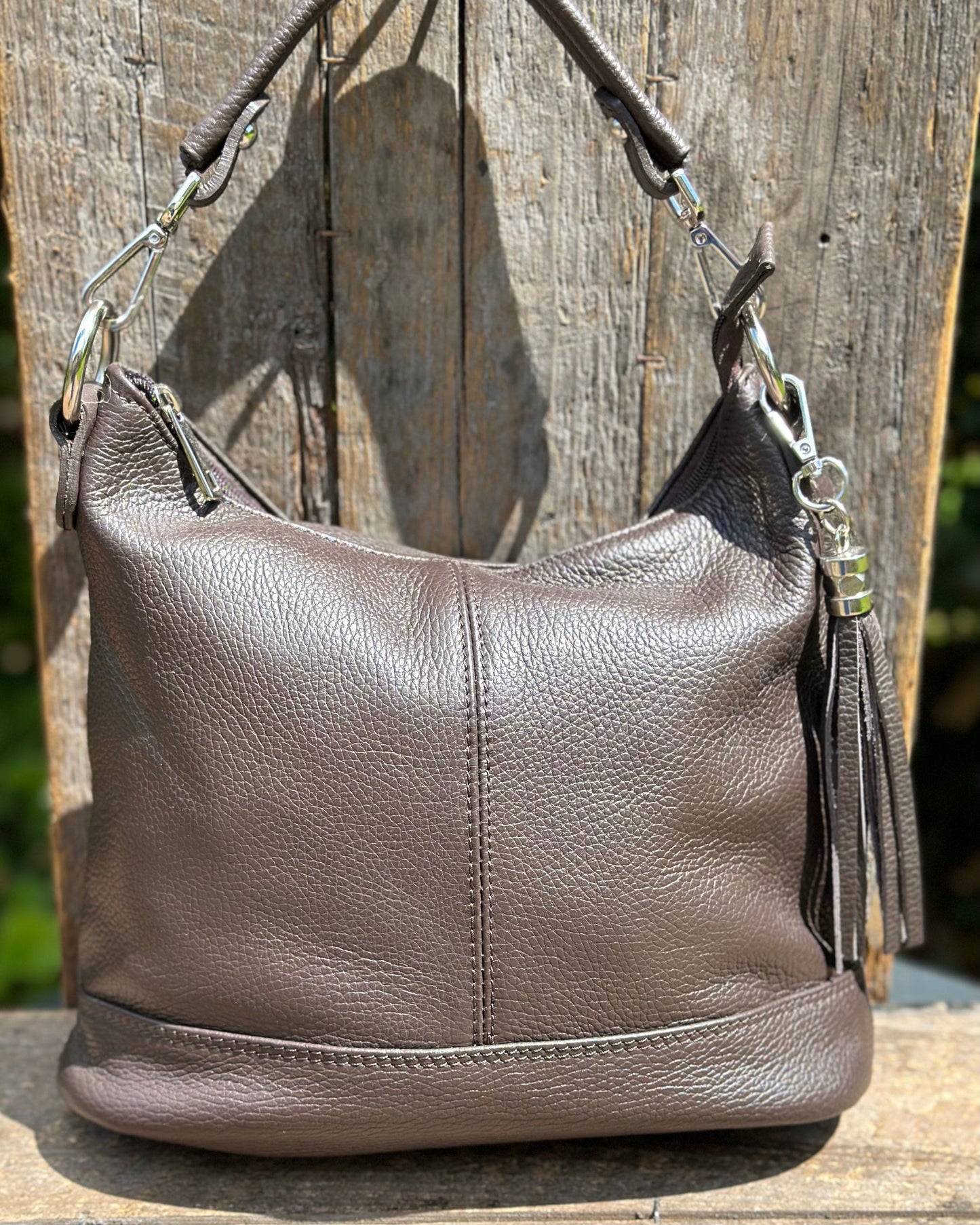 handbag Leather Bucket Bag - Chocolate Brown