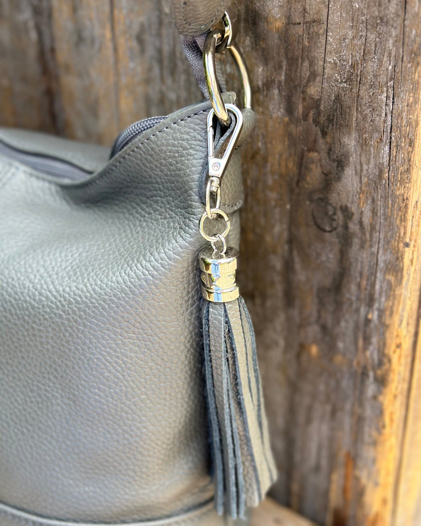 handbag Leather Bucket Bag - Grey