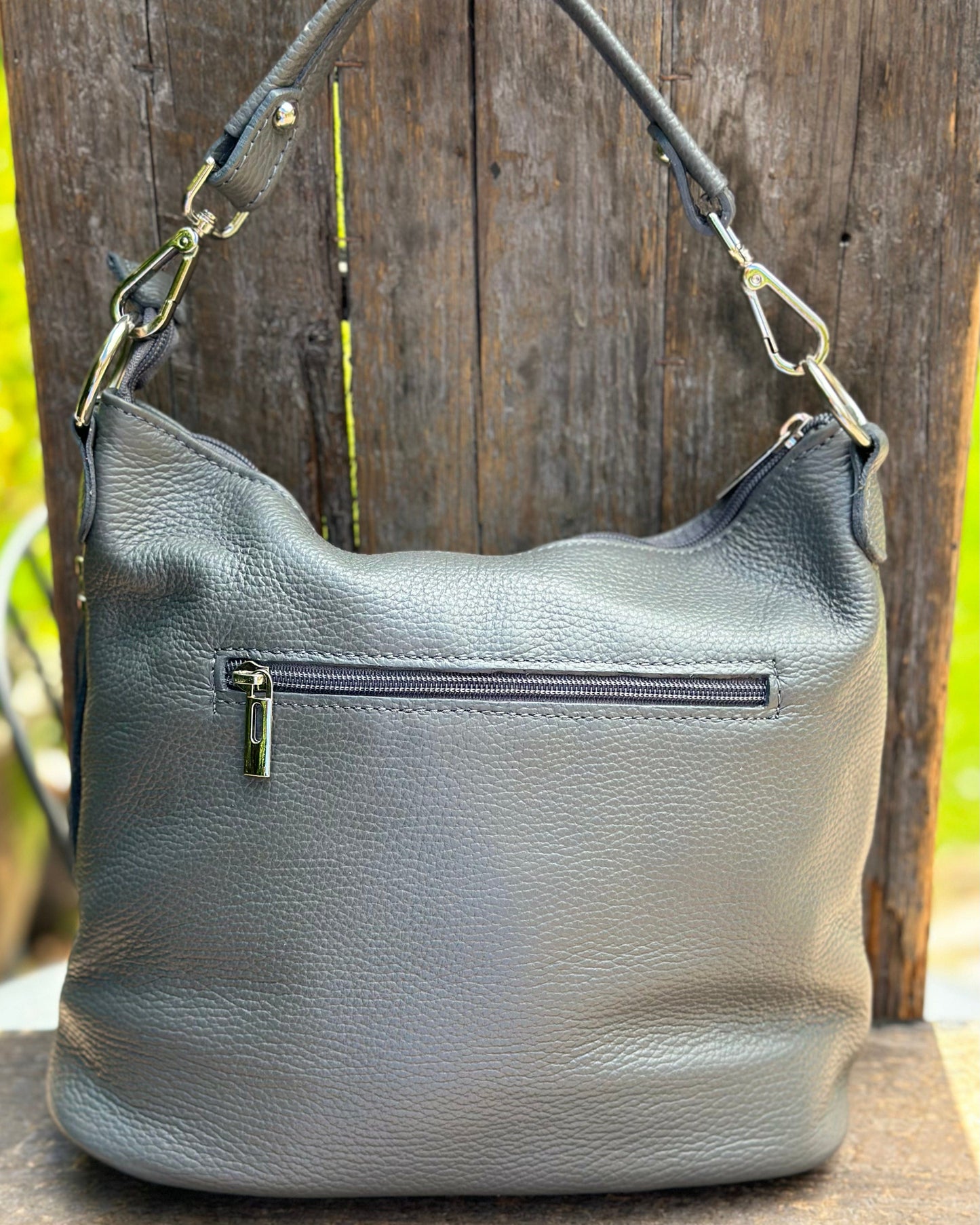 handbag Leather Bucket Bag - Grey