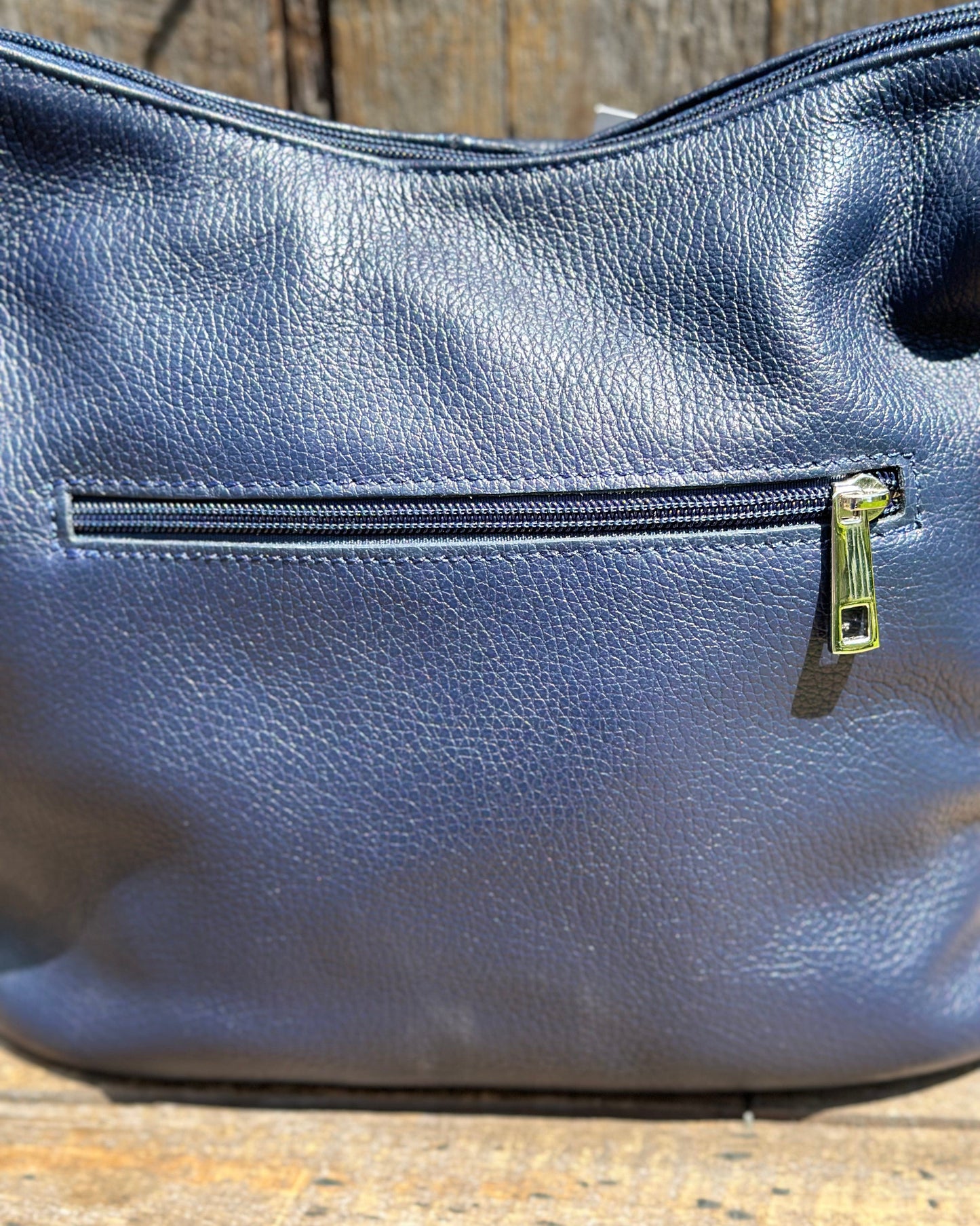 handbag Leather Bucket Bag - Navy