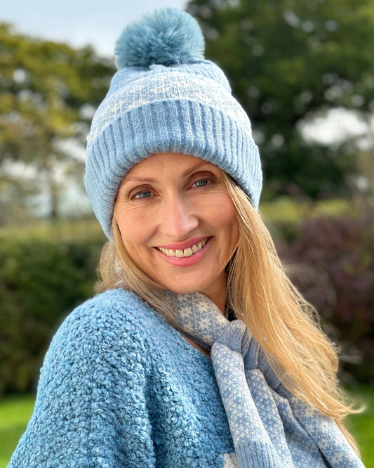 Hats Recycled Soft Pom Pom Hat - Pale Blue