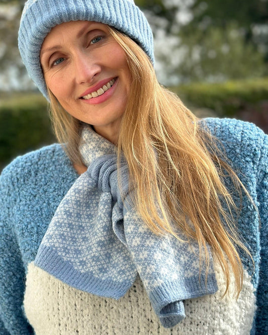 Hats Scandi Pattern Pull Through Scarf - Pale Blue