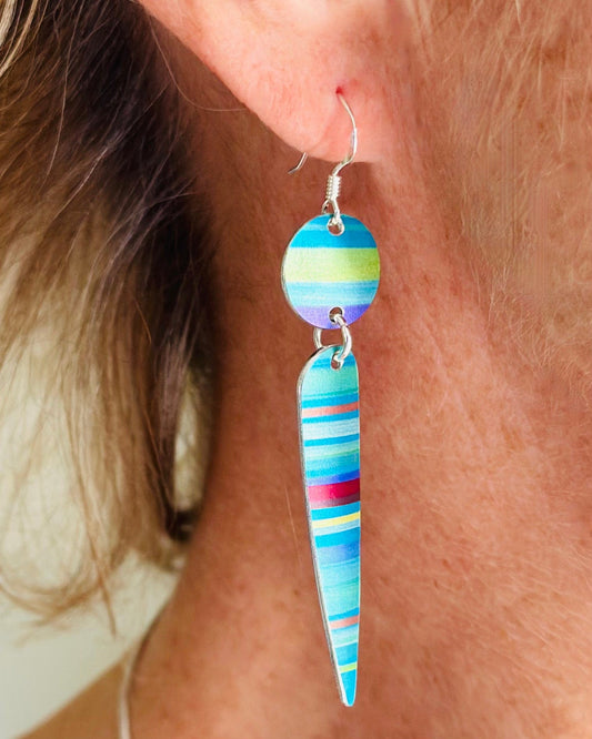 jewellery Sterling Silver And Anodized Aluminium Drop Earrings - Stripes