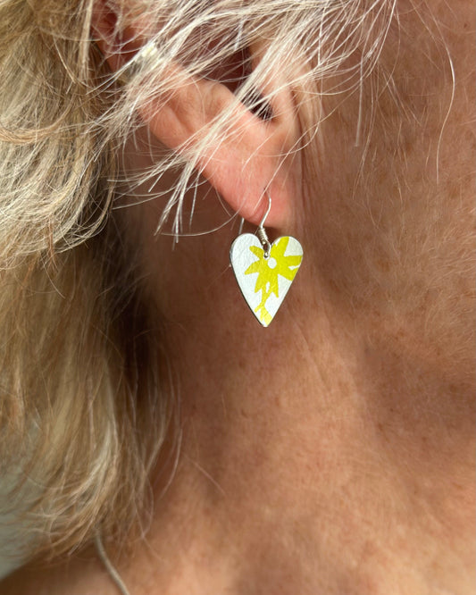 jewellery Sterling Silver And Anodized Aluminium Drop Hearts - Lime Leaf
