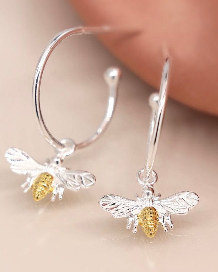 jewellery Sterling Silver Bee Hoop Earrings