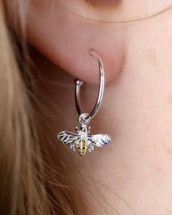 jewellery Sterling Silver Bee Hoop Earrings