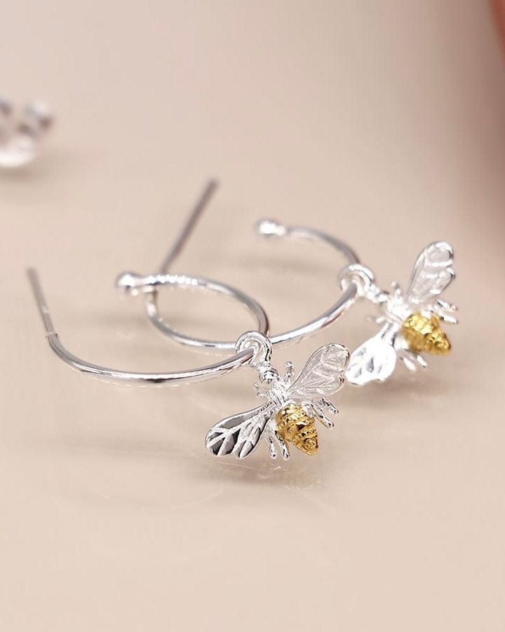 jewellery Sterling Silver Bee Hoop Earrings