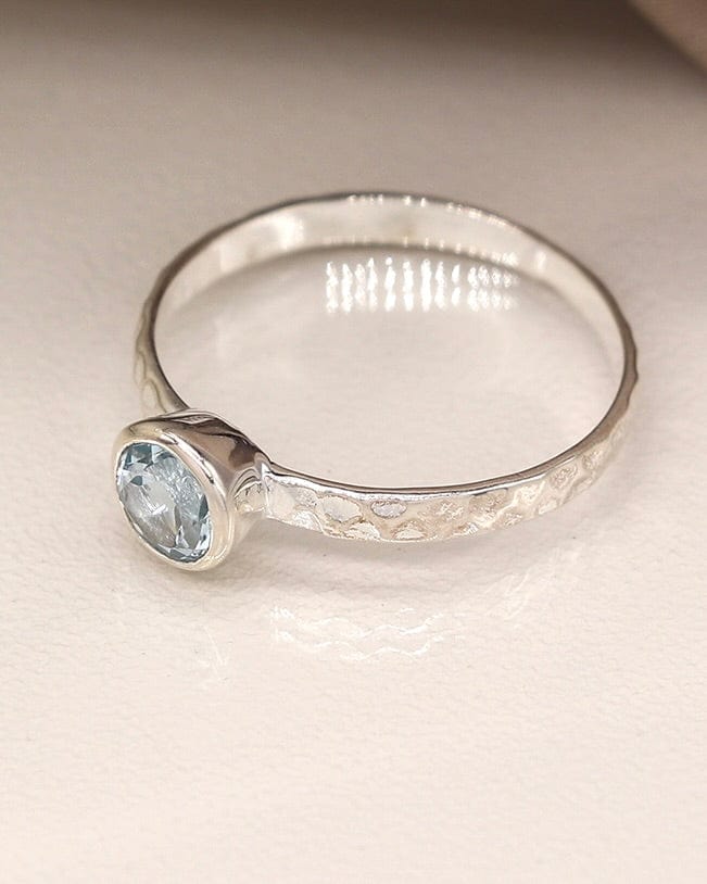 jewellery Sterling Silver Blue Topaz gemstone Ring - Size M