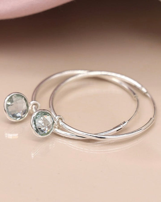 jewellery Sterling Silver Hoops And Blue Topaz Gemstone