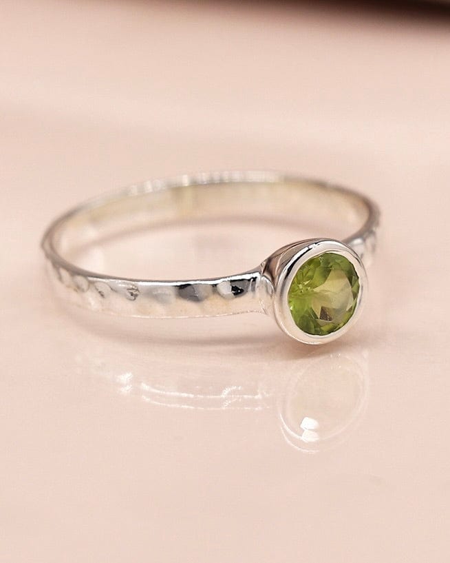 jewellery Sterling Silver Peridot Stone Ring - Size M