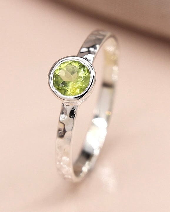 jewellery Sterling Silver Peridot Stone Ring - Size M