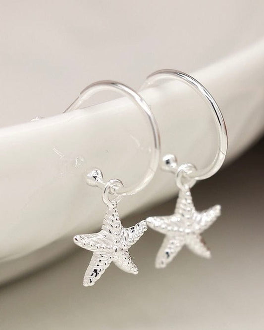 jewellery Sterling Silver Starfish Hoop Earrings