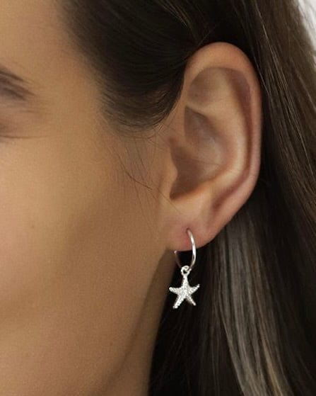 jewellery Sterling Silver Starfish Hoop Earrings