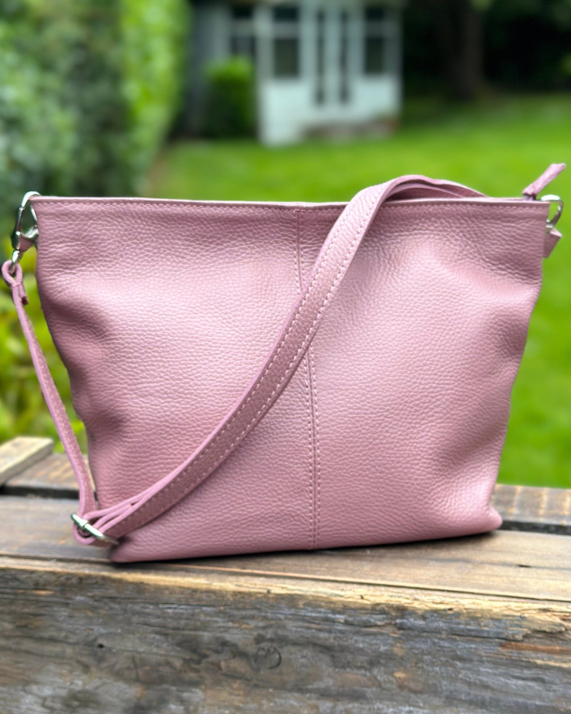 leather bag Leather Slouch Bag - Dusky Pink