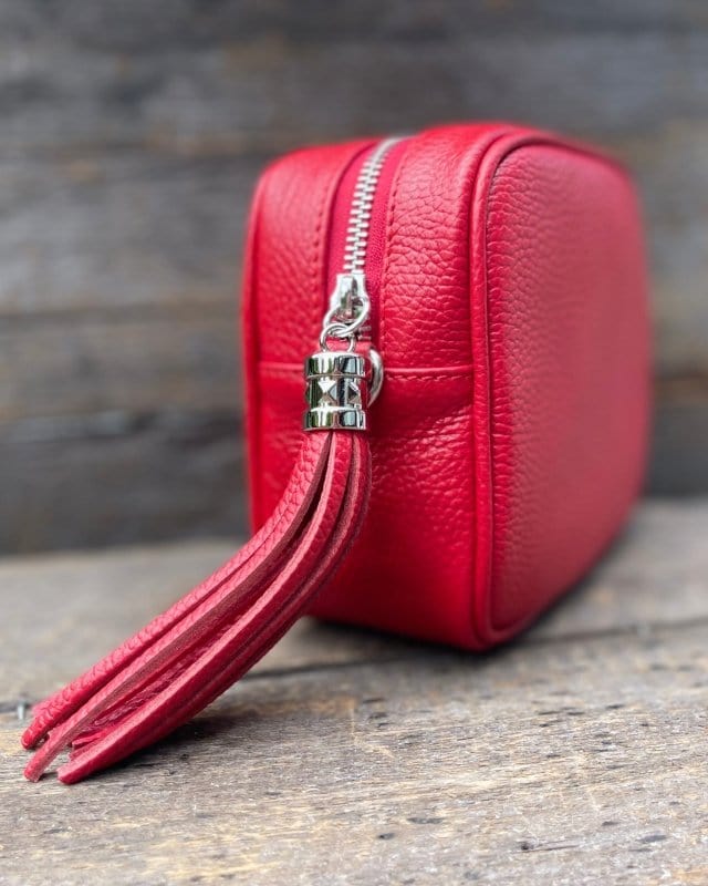 Bright red store purse