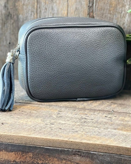 Leather Tassel Bag Leather Tassel Bag - Dark Grey With Silver