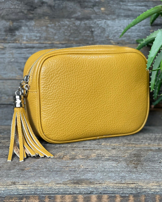 Leather Tassel Bag Leather Tassel Bag - Mustard With Silver