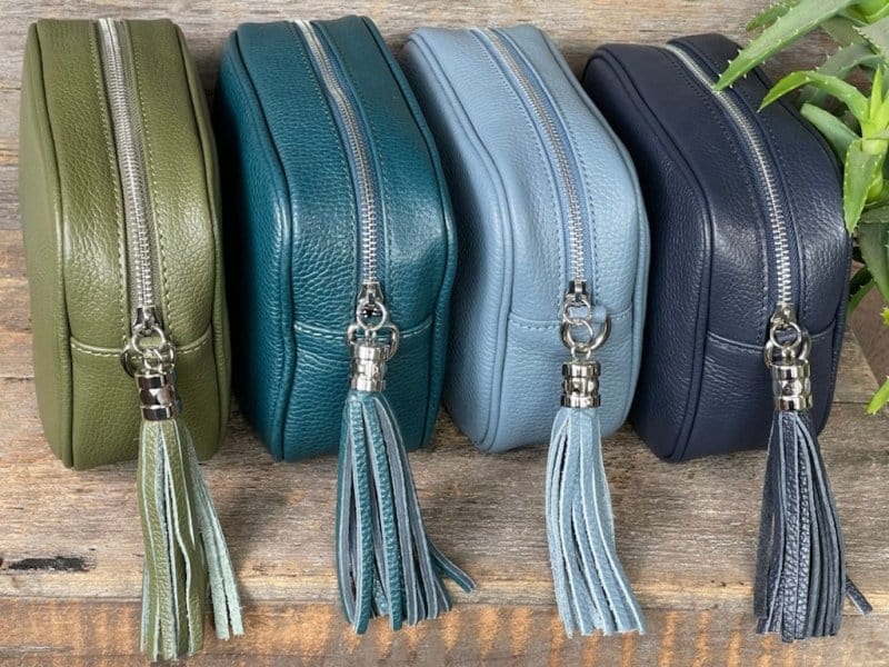 Leather Tassel Bag Leather Tassel Bag - Teal With Silver Finishings
