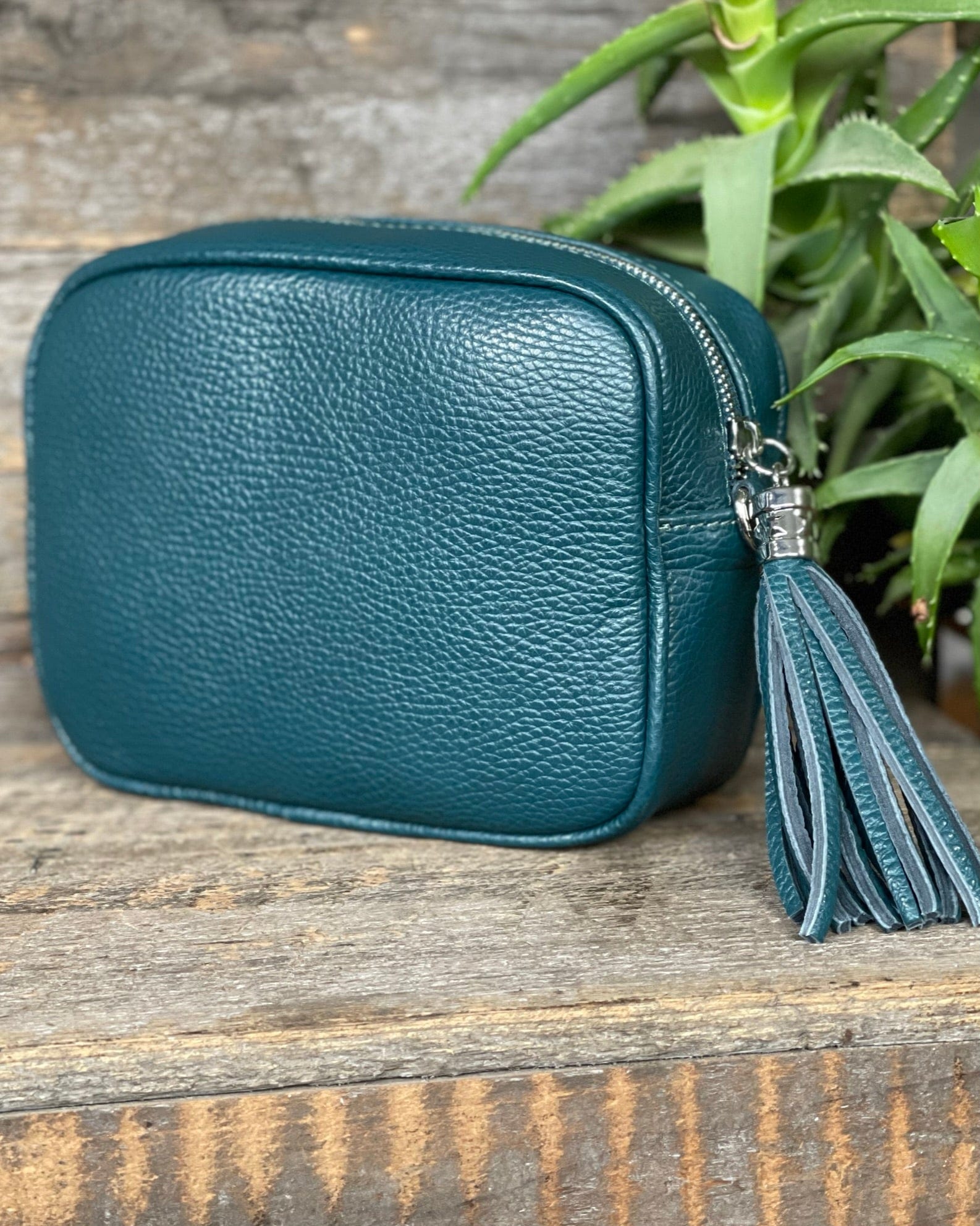 Leather Tassel Bag Leather Tassel Bag - Teal With Silver Finishings