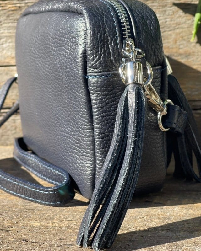 Leather Tassel Bag Leather Tassels Bag - Navy