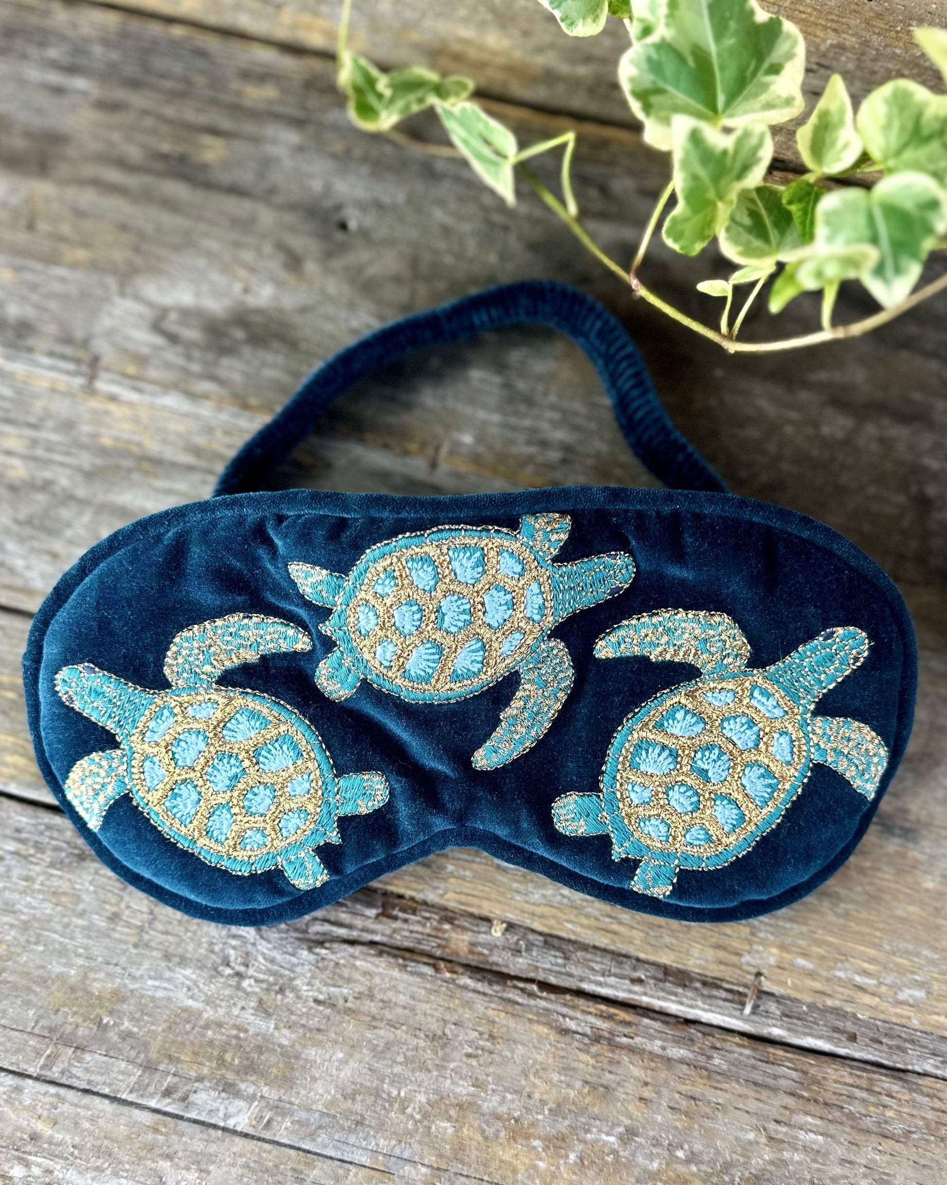 Luxury Velvet Turtles Eye Mask - Marine Navy