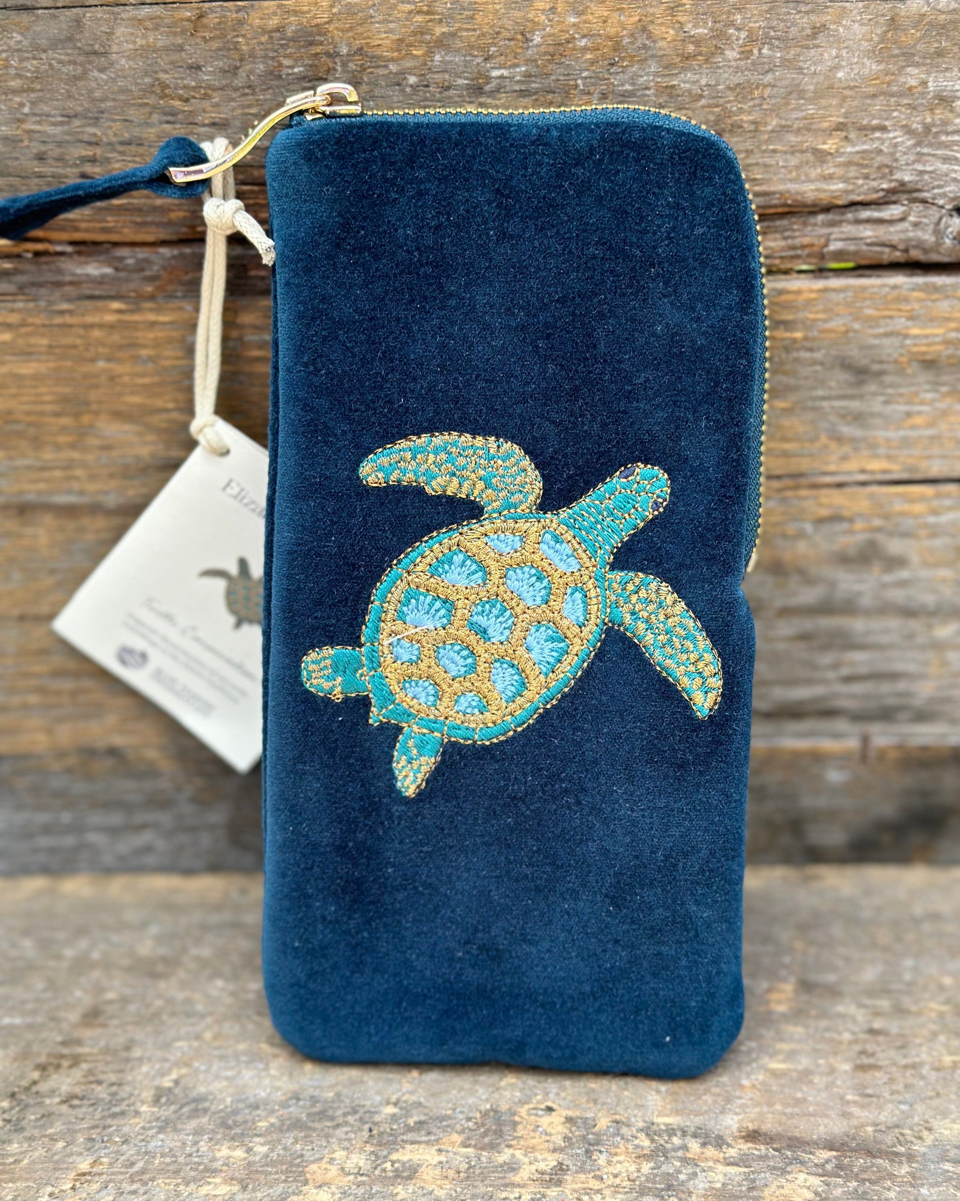 Make up bag Embroidered Turtle Glasses Pouch - Marine Navy