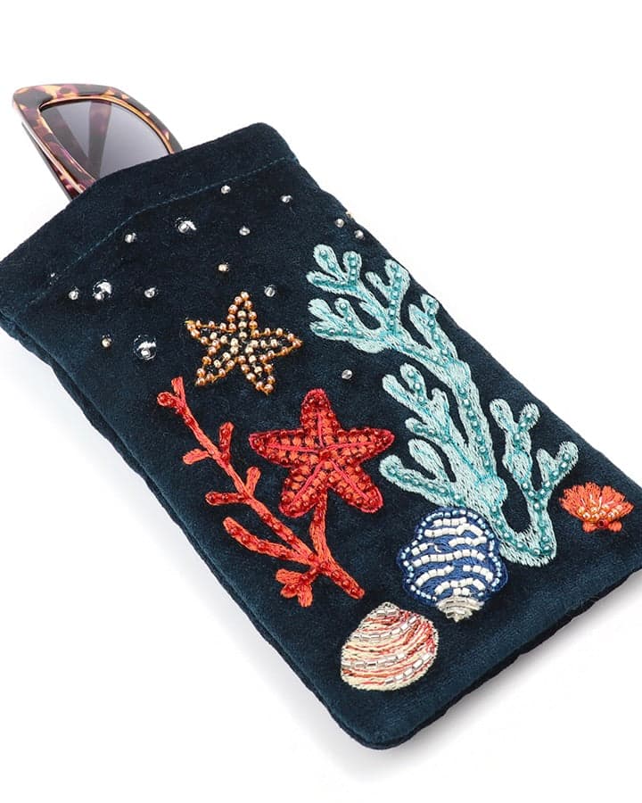 Make up bag Velvet Glasses Pouch Sealife - Navy