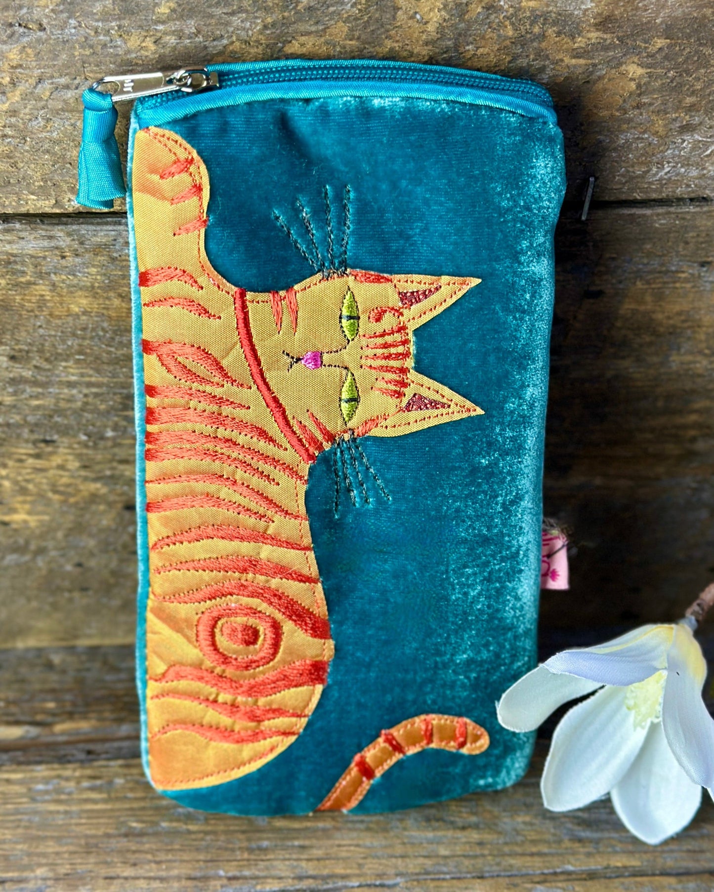 Make up bag Velvet Glasses Pouch With Ginger Cat