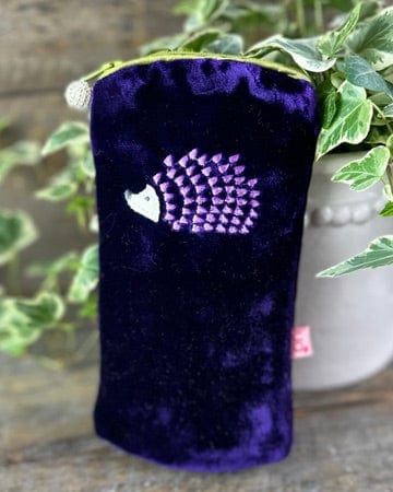 Make up bag Velvet Glasses Pouch With Hedgehog - Purple