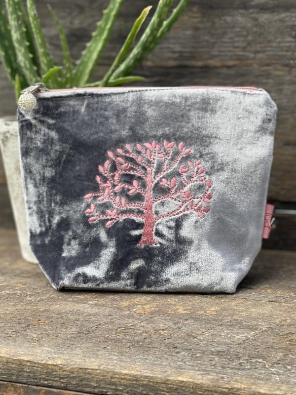 Make up bag Velvet Make Up Bag With Mulberry Tree - Grey