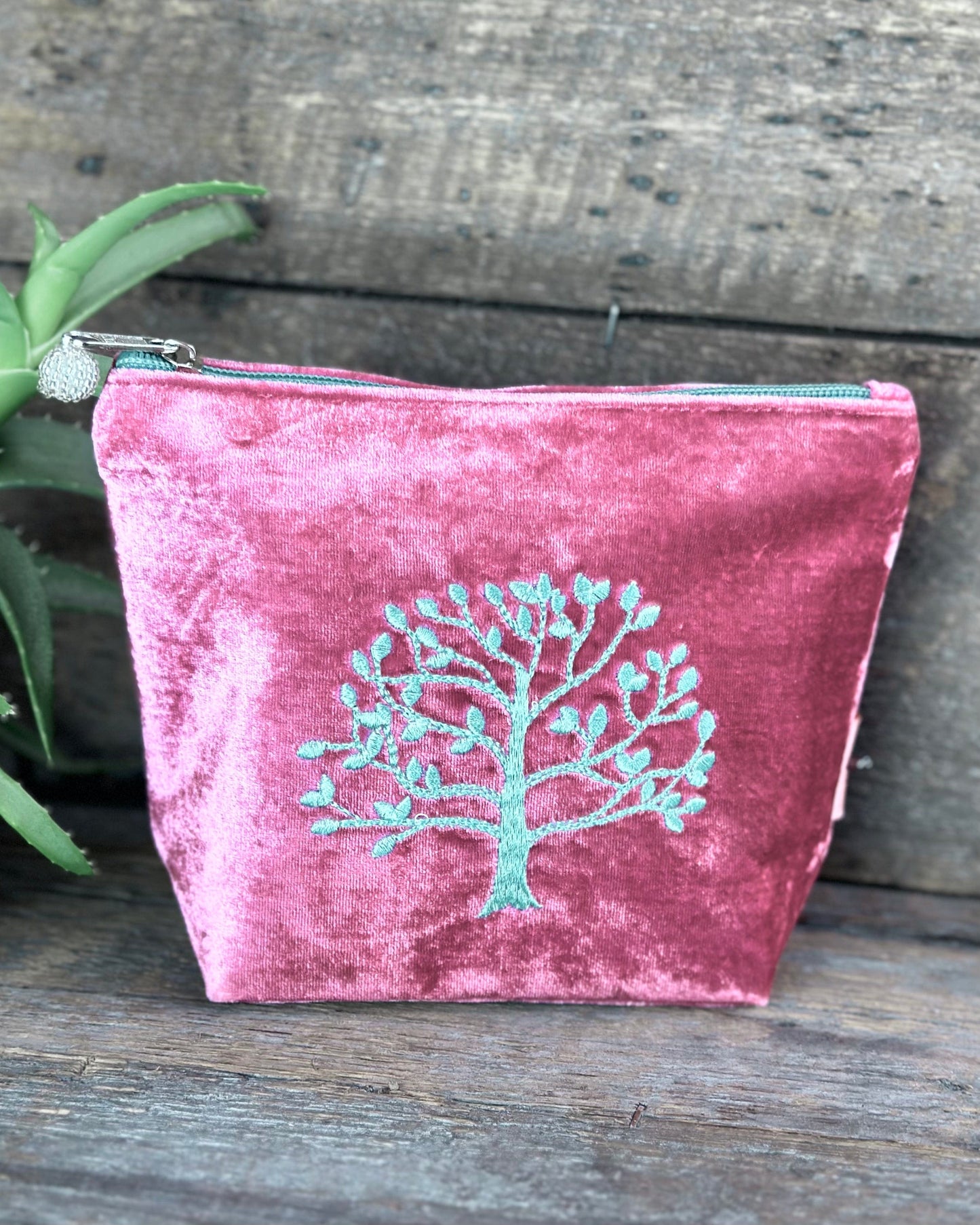 Make up bag Velvet Make Up Bag With Mulberry Tree - Pink