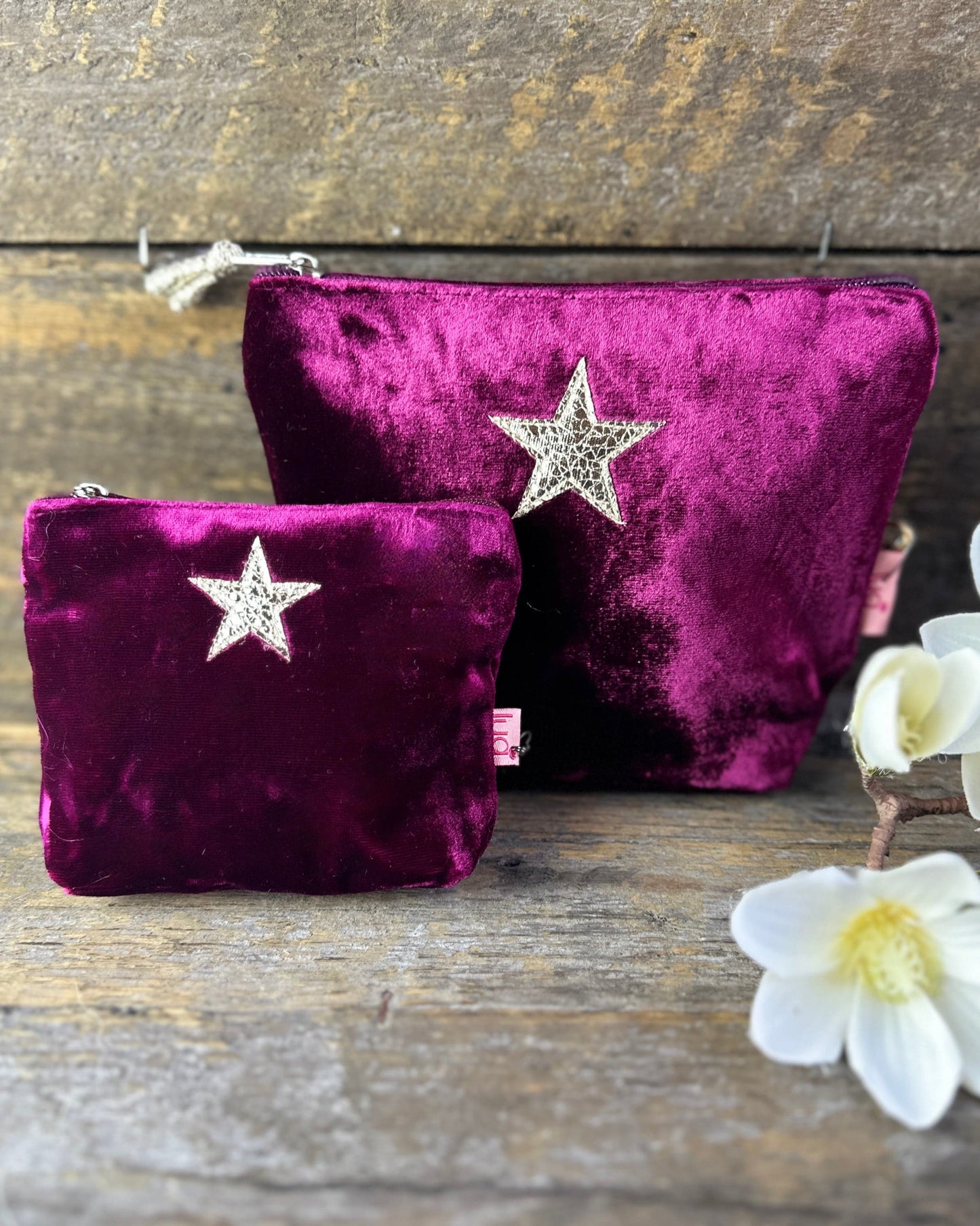 Make up bag Velvet Make Up Bag With Shiny Star - Burgundy