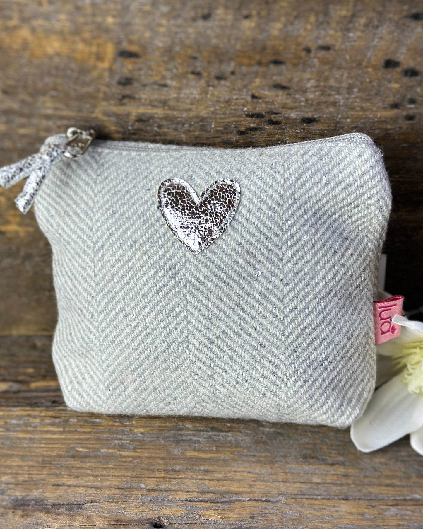 purse Herringbone And Heart Mini Coin Purse