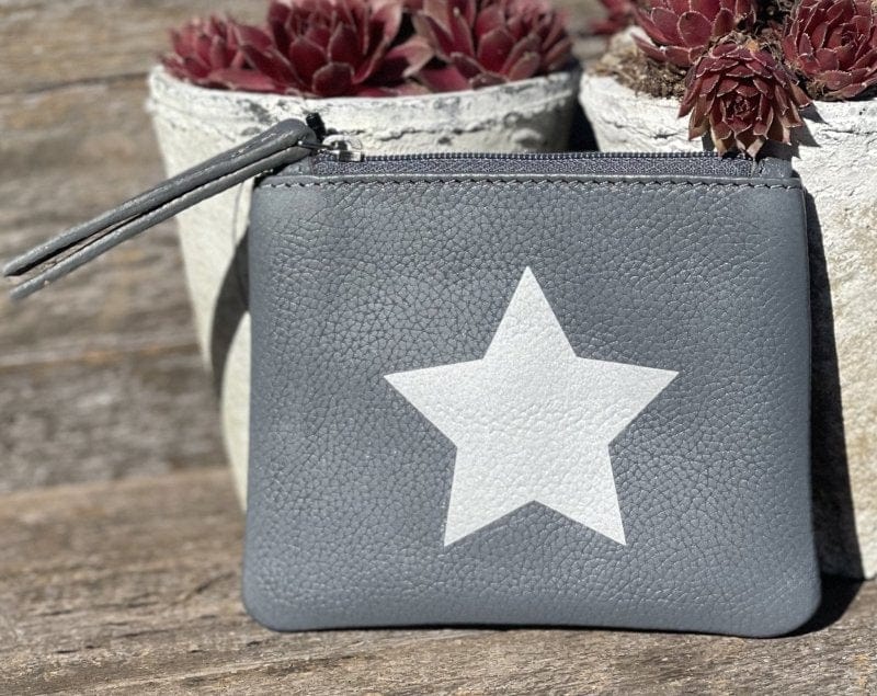 purse Small Leather Coin Purse - White Star