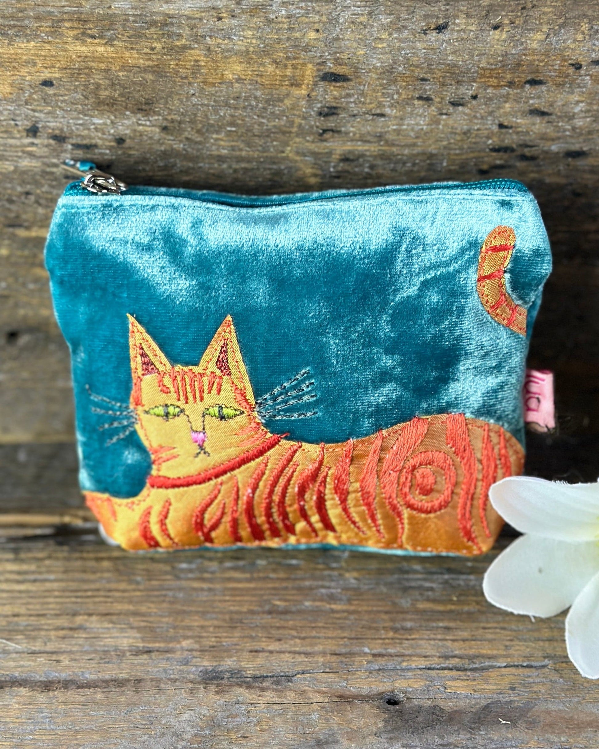 purse Velvet Applique Cat Mini Coin Purse